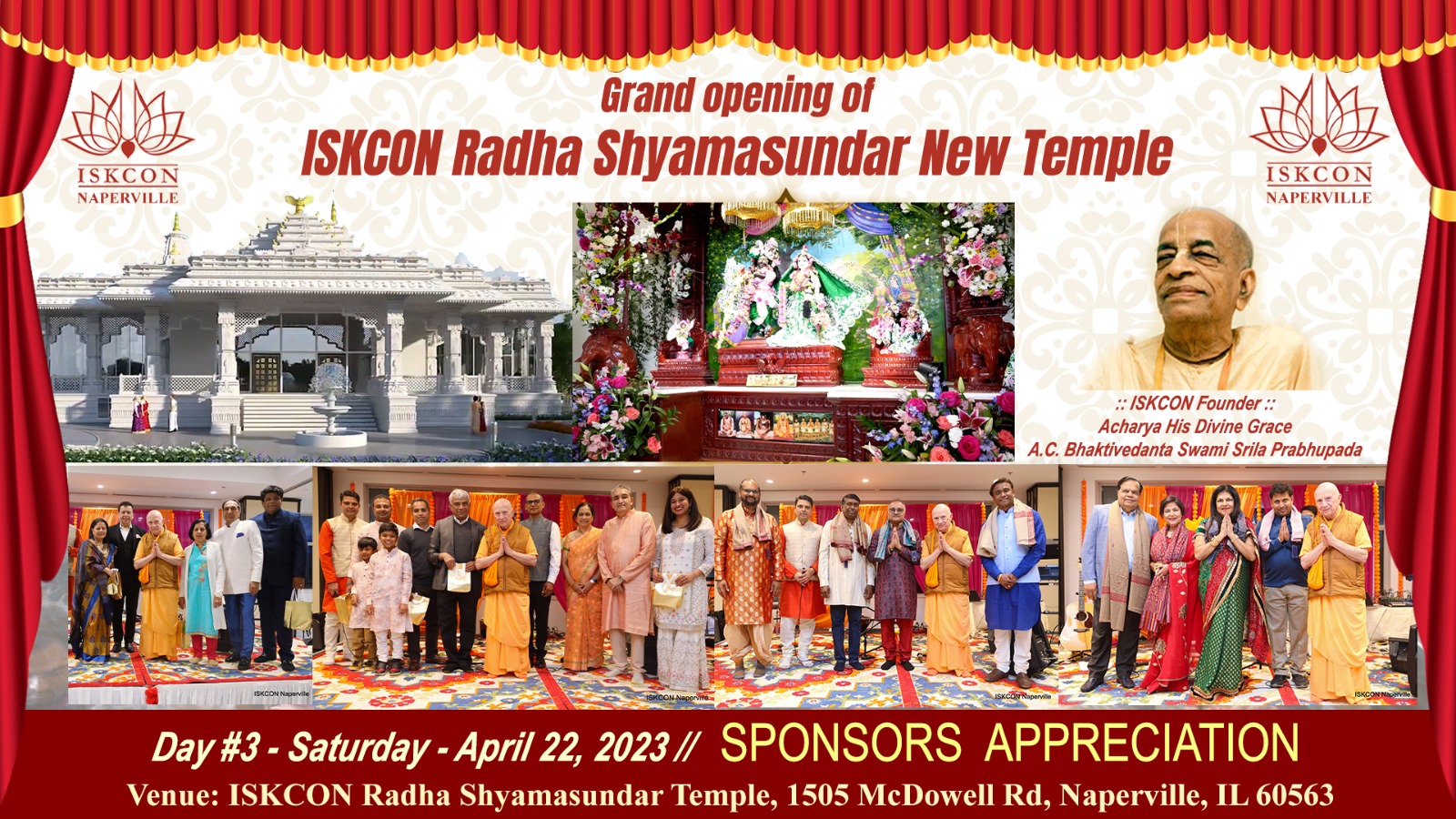 ISKCON Naperville Sponsors Appreciations